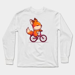 Cute Fox Riding Bike Long Sleeve T-Shirt